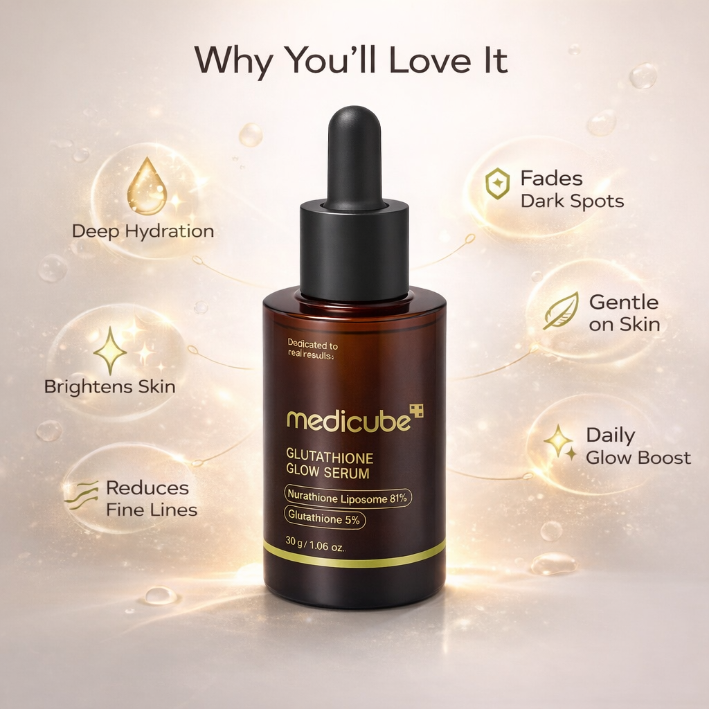 Medicube Glutathione Glow Serum 30g face serum bottle for brightening and improving uneven skin tone