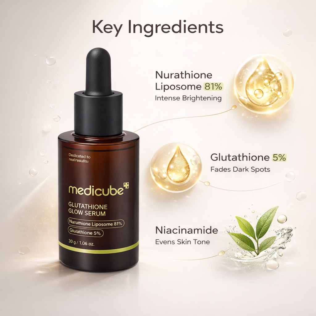 Medicube Glutathione Glow Serum 30g face serum bottle for brightening and improving uneven skin tone