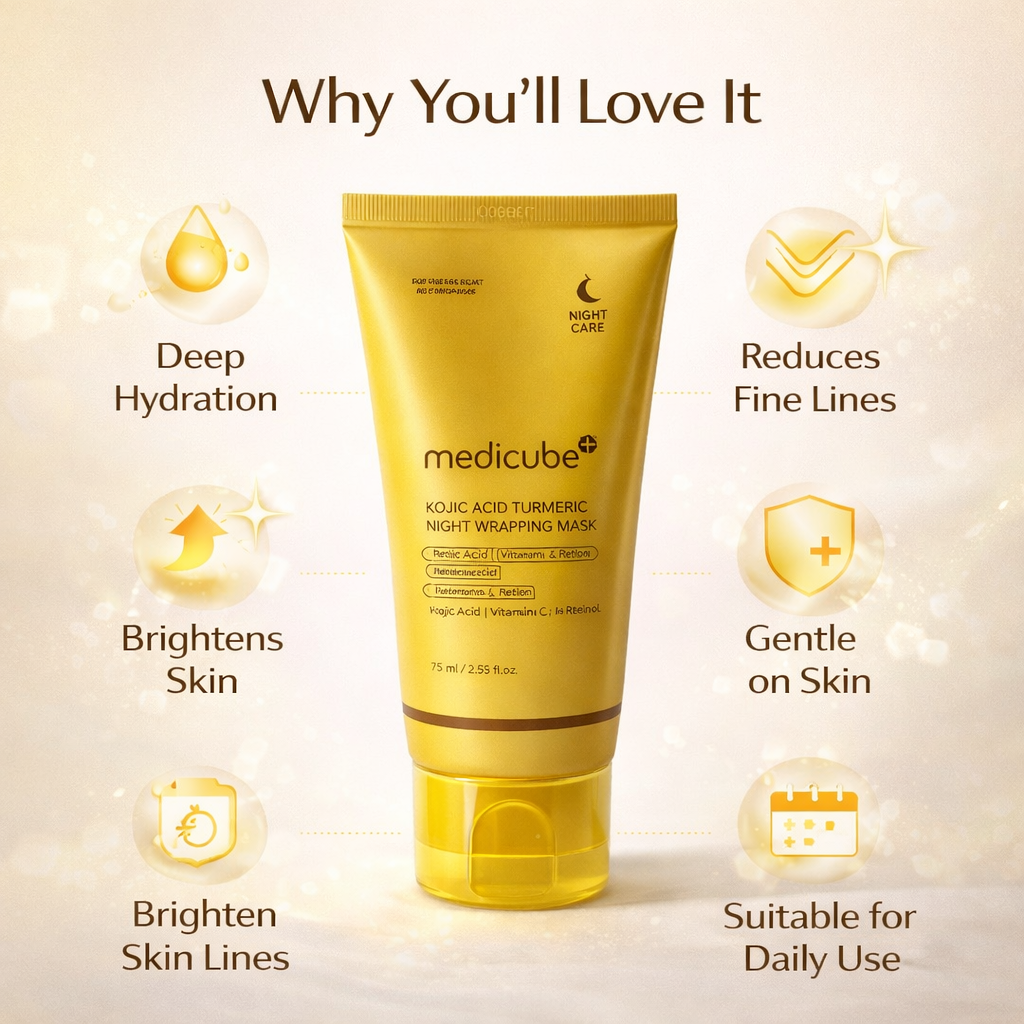 Medicube Kojic Acid Turmeric Night Wrapping Mask 75ml overnight face mask for brightening and improving uneven skin tone