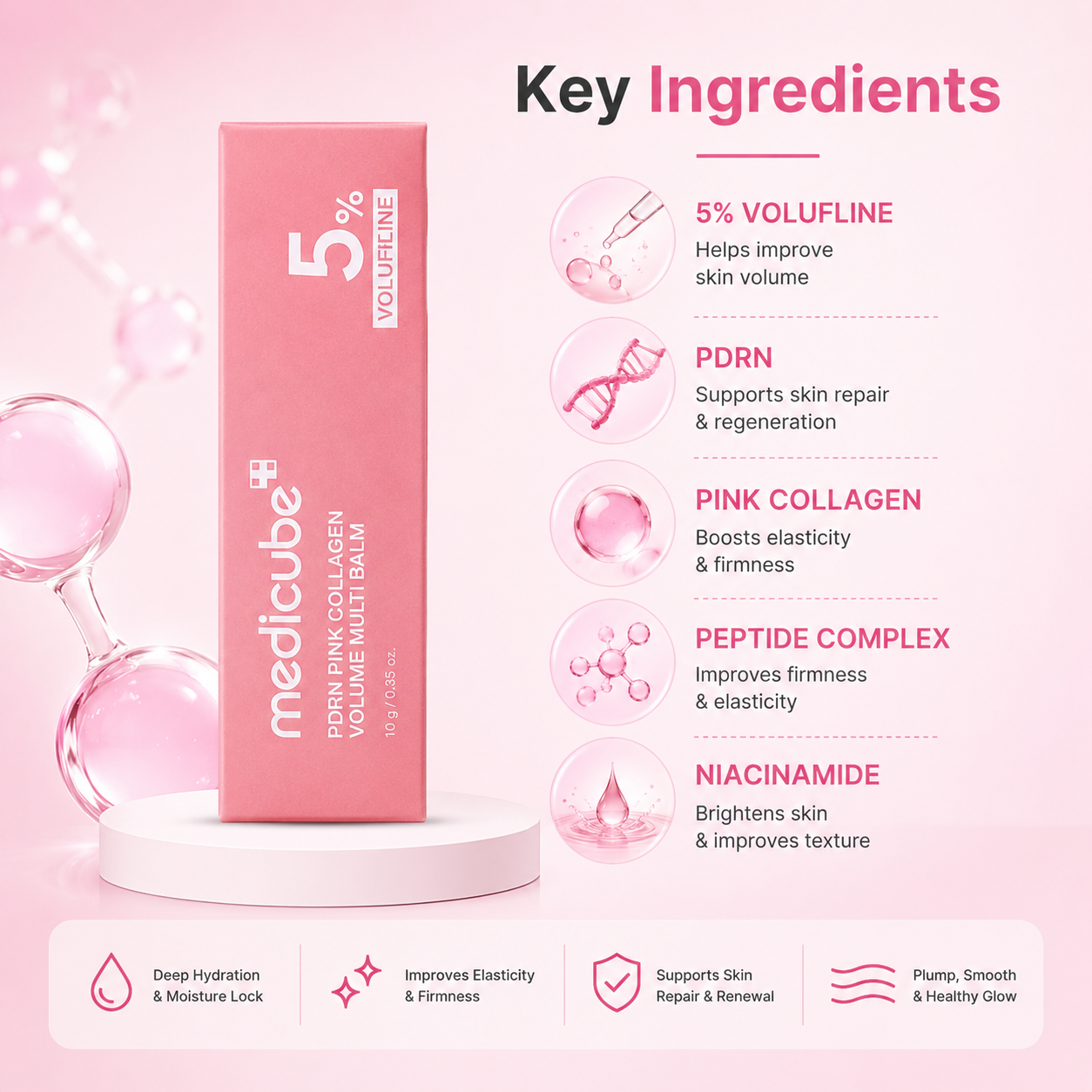 Medicube PDRN Pink Collagen Volume Multi Balm 10g hydrating multi balm stick for dry, dull, and dehydrated skin
