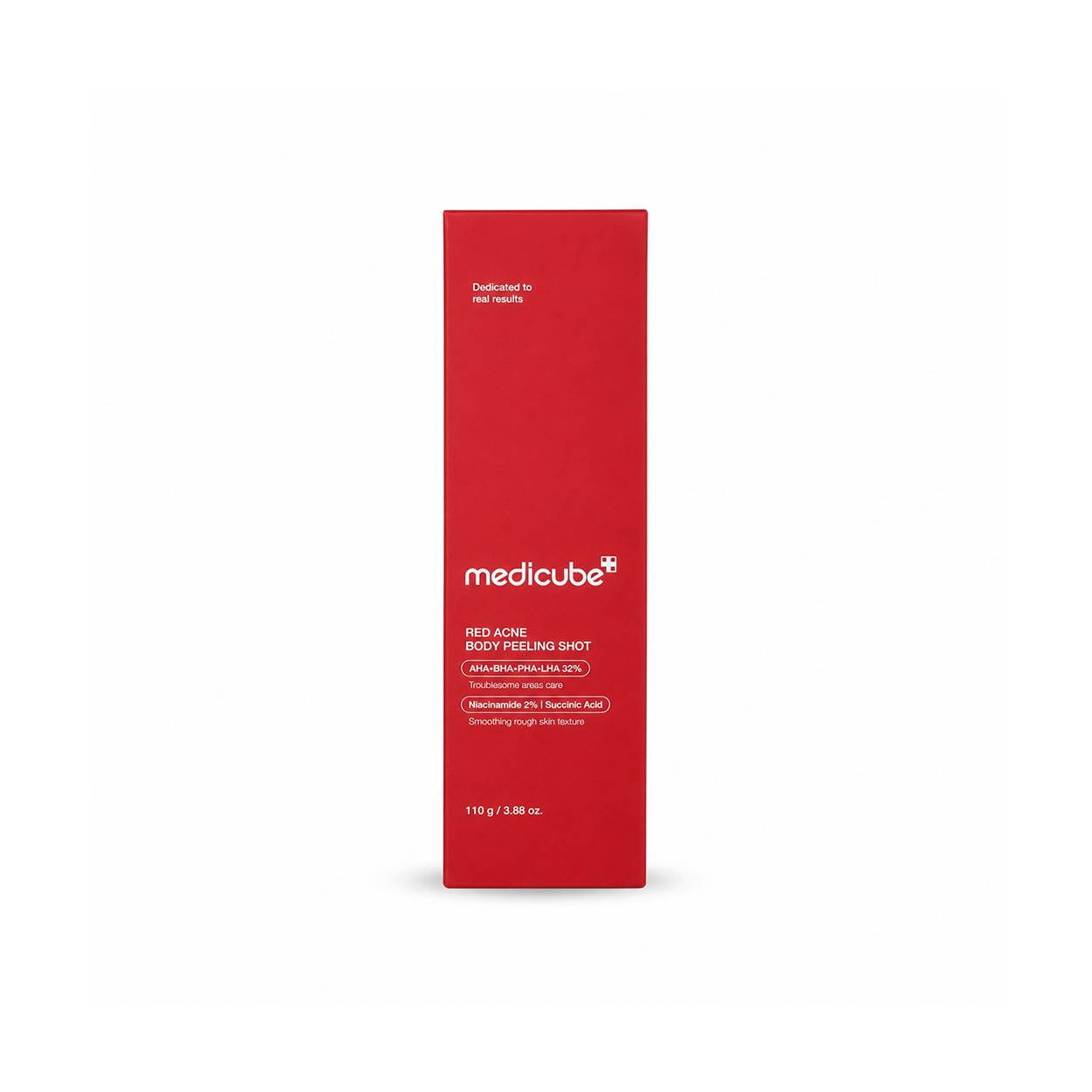 Medicube Red Acne Body Peeling Shot 110g body acne treatment with AHA BHA PHA LHA complex to exfoliate rough skin and unclog pores.