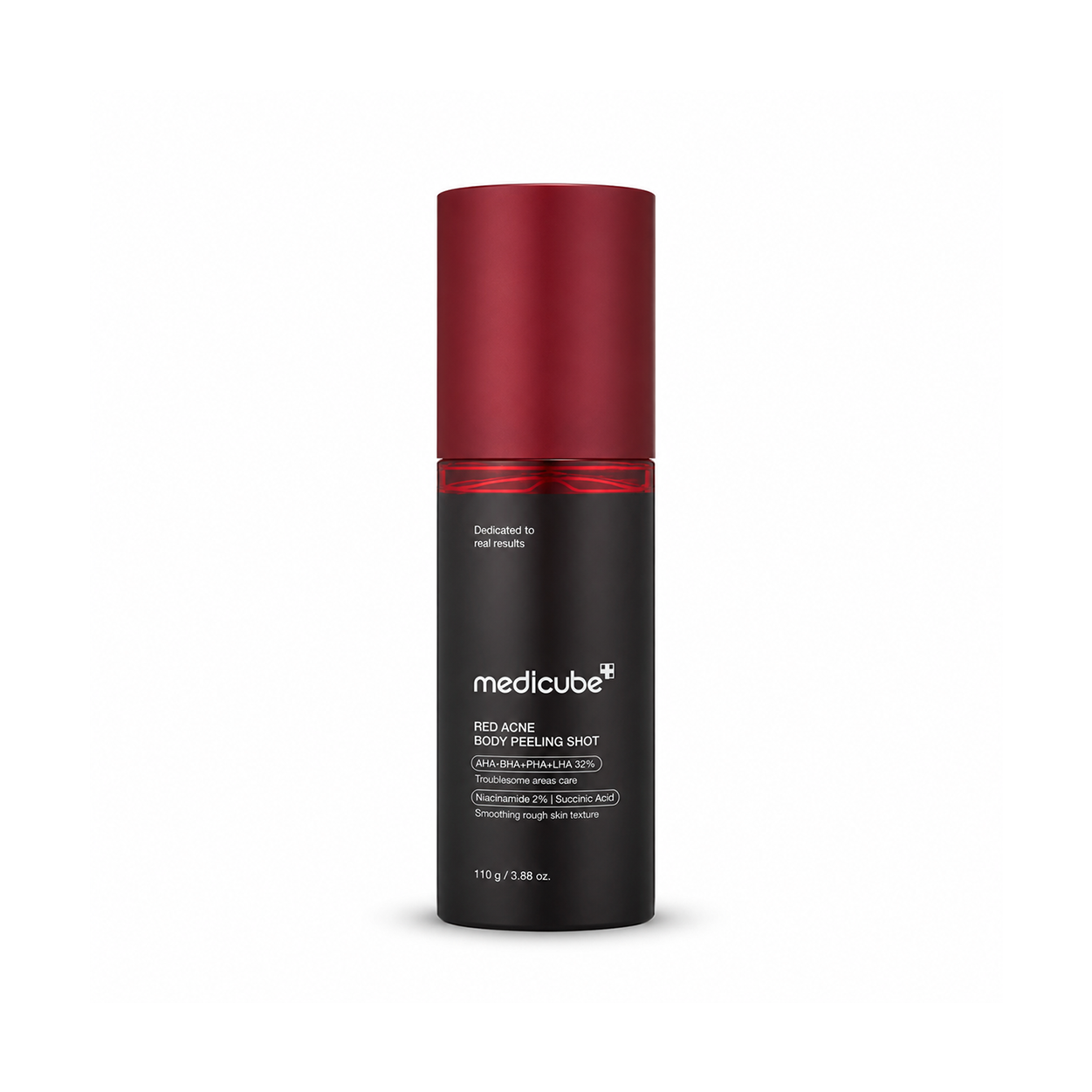 Medicube Red Acne Body Peeling Shot 110g body acne treatment with AHA BHA PHA LHA complex to exfoliate rough skin and unclog pores.