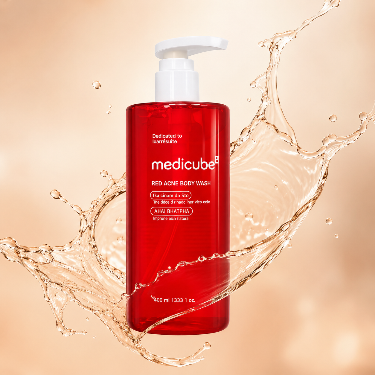 Medicube Red Acne Body Wash 400ml acne care body wash with 5% Niacinamide and AHA BHA PHA to help reduce body acne and improve skin texture.
