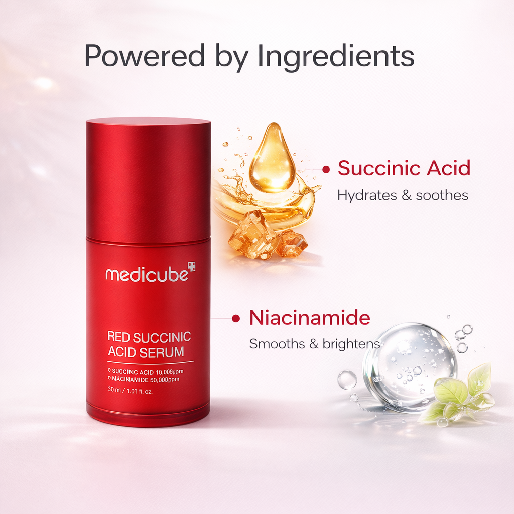 Medicube Red Succinic Acid Serum 30ml acne treatment serum for oily skin with niacinamide and pore control in red bottle