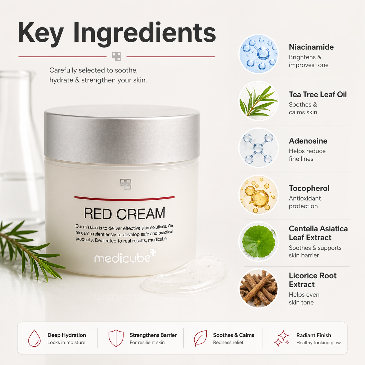 Medicube Red Cream acne treatment moisturizer jar with niacinamide for reducing pimples and redness skincare solution