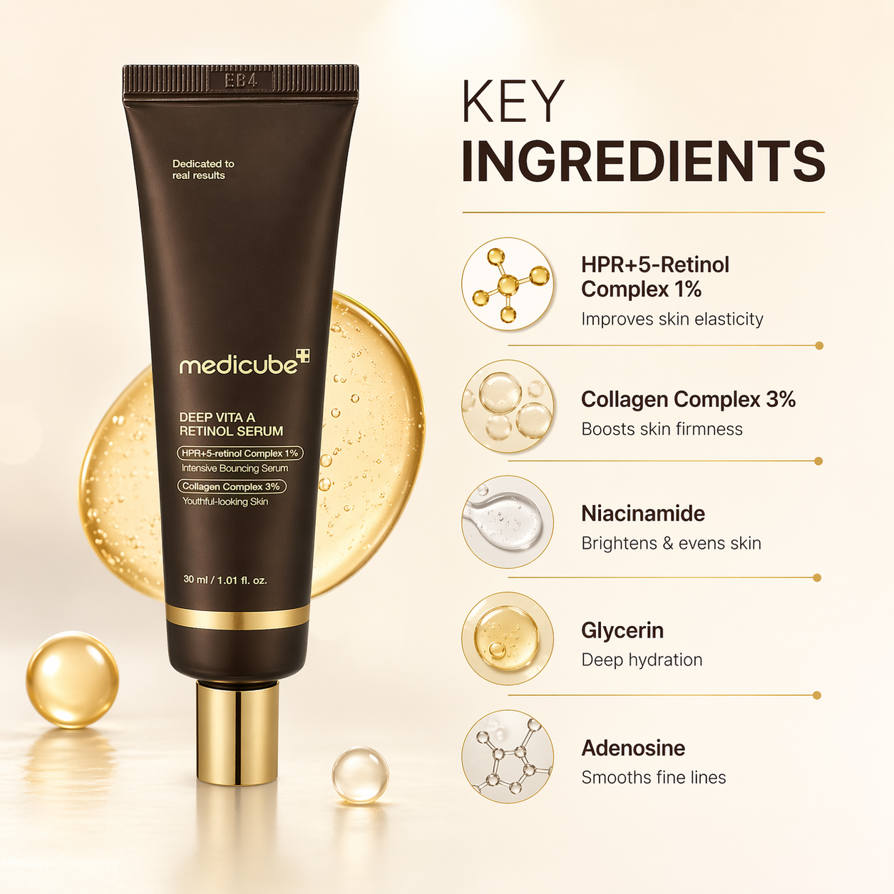 Medicube Deep Vita A Retinol Serum 30ml anti-aging face serum for reducing wrinkles and improving skin firmness