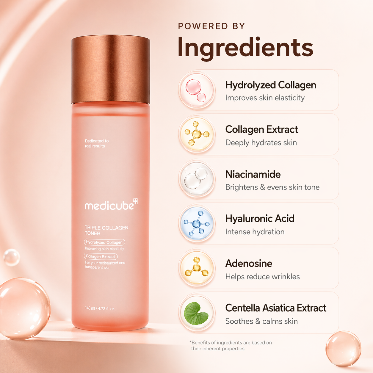 Medicube Triple Collagen Toner 4.0 hydrating face toner 140ml bottle for improving skin elasticity and moisture balance