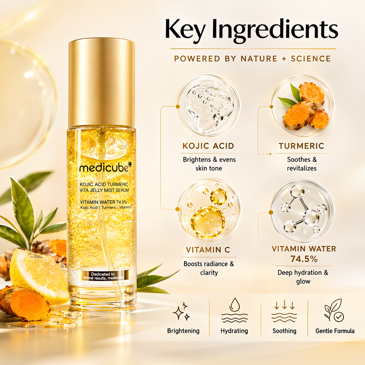 Medicube Kojic Acid Turmeric Vita Jelly Mist Serum facial mist 100ml for brightening and hydration with vitamin C and kojic acid