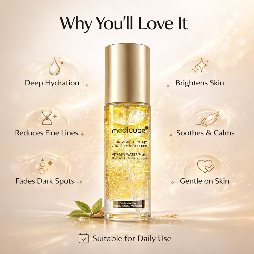 Medicube Kojic Acid Turmeric Vita Jelly Mist Serum facial mist 100ml for brightening and hydration with vitamin C and kojic acid