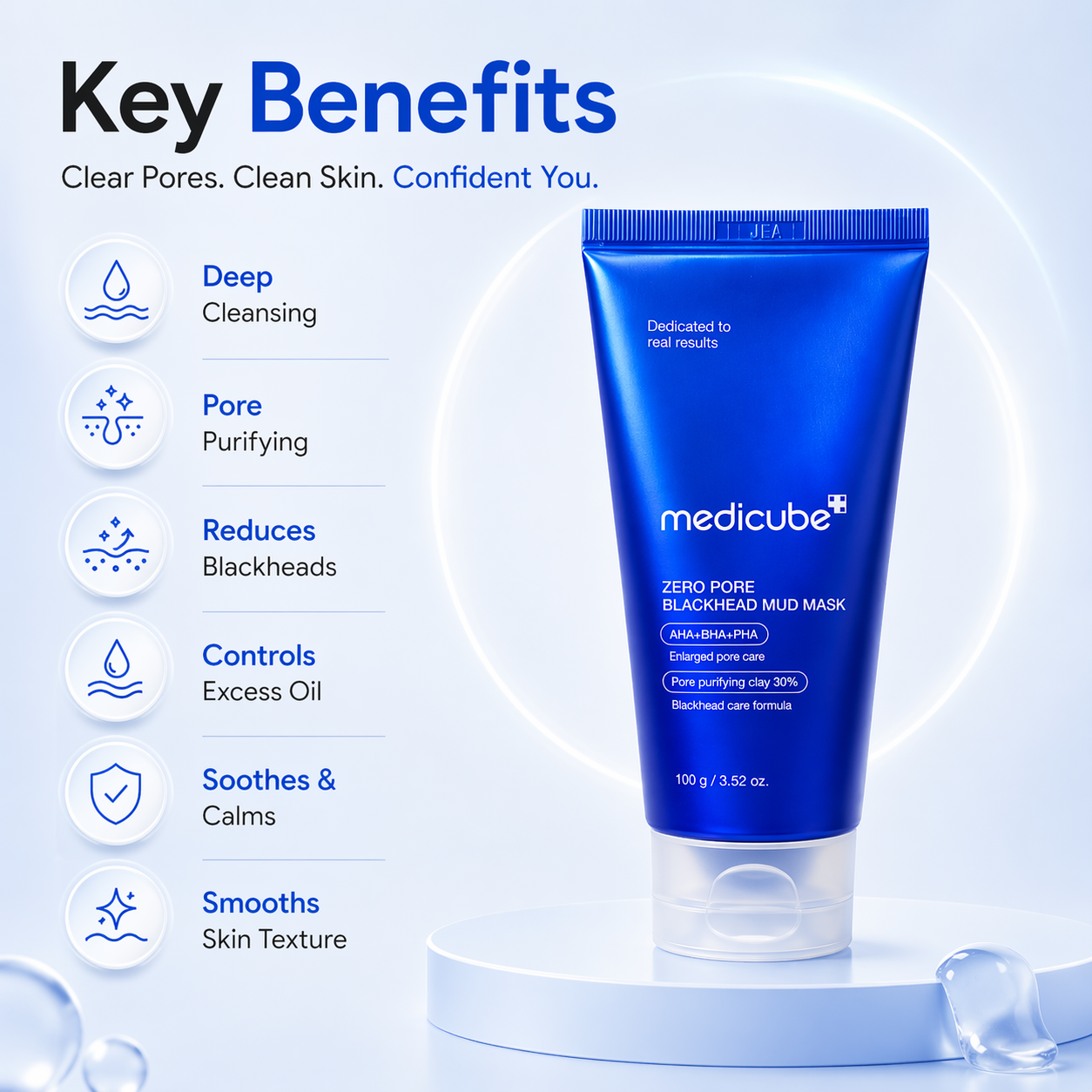 Medicube Zero Pore Blackhead Mud Mask 100g clay mask for deep pore cleansing and blackhead removal in blue tube packaging