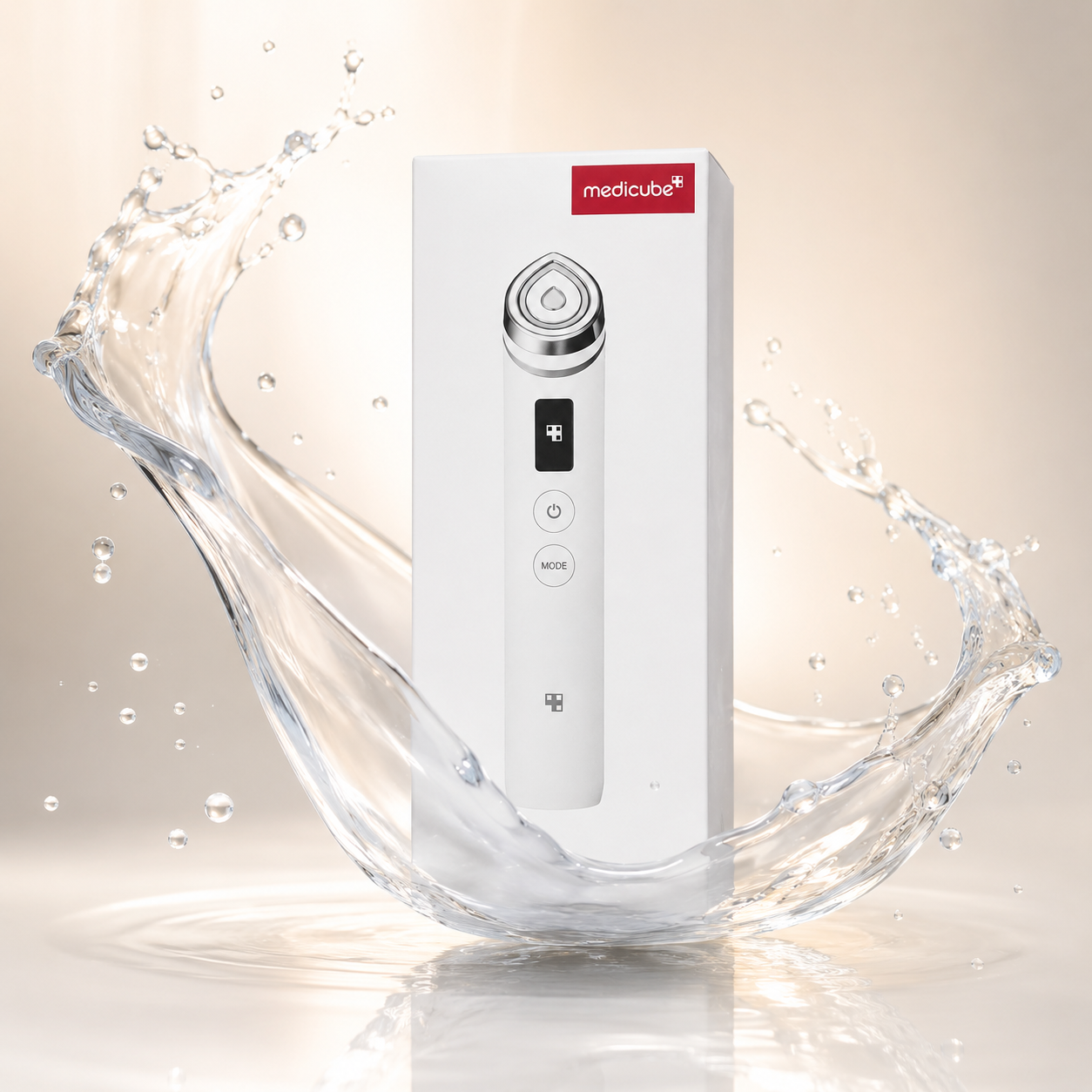 Medicube AGE-R Booster Pro facial skincare device with retail packaging, portable beauty device for enhanced skincare absorption and radiant skin.