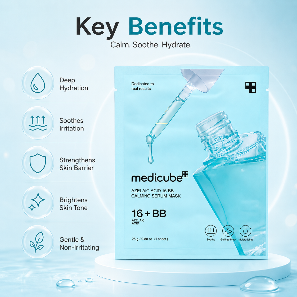 Medicube Azelaic Acid 16 BB Calming Serum Mask gel sheet face mask 25g for soothing sensitive skin and reducing visible redness