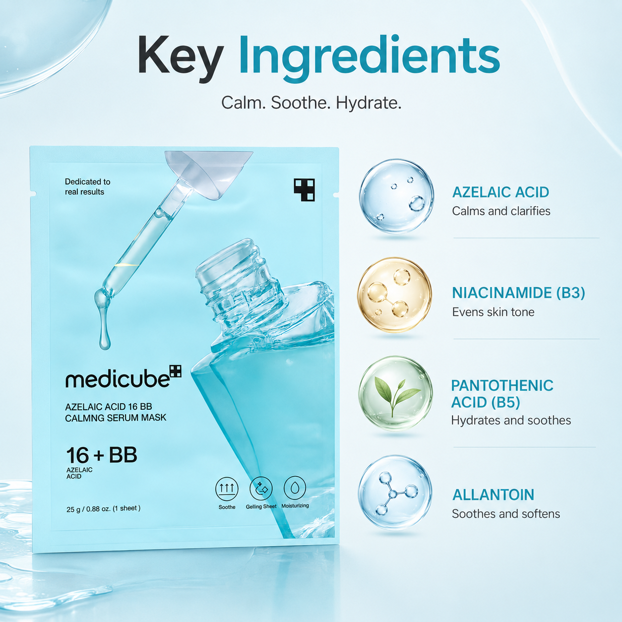 Medicube Azelaic Acid 16 BB Calming Serum Mask gel sheet face mask 25g for soothing sensitive skin and reducing visible redness