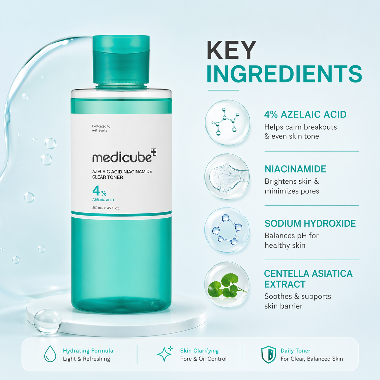 Medicube Azelaic Acid Niacinamide Clear Toner 4% 250ml acne control toner for oily and acne-prone skin