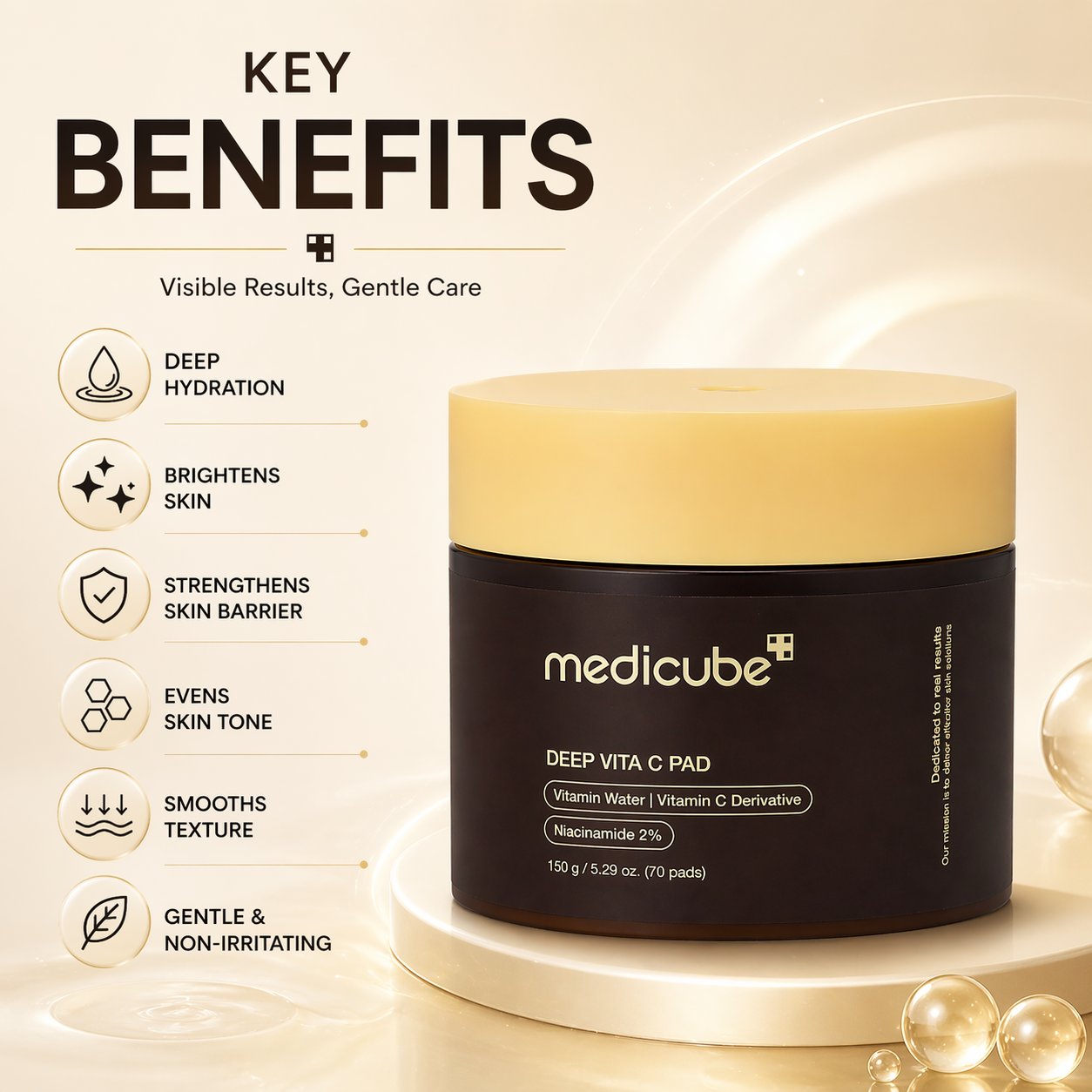 Medicube Deep Vita C Pad vitamin C toner pads 150g jar for brightening and exfoliating skin tone