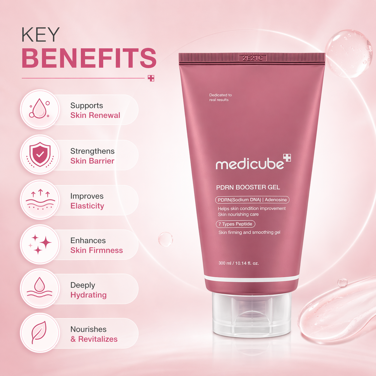 Medicube Age-R PDRN Booster Gel 300ml face gel for skin repair and hydration with peptides and niacinamide