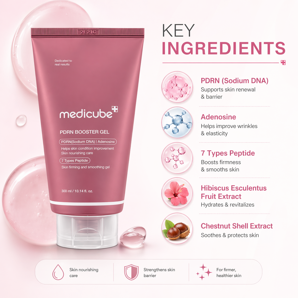 Medicube Age-R PDRN Booster Gel 300ml face gel for skin repair and hydration with peptides and niacinamide