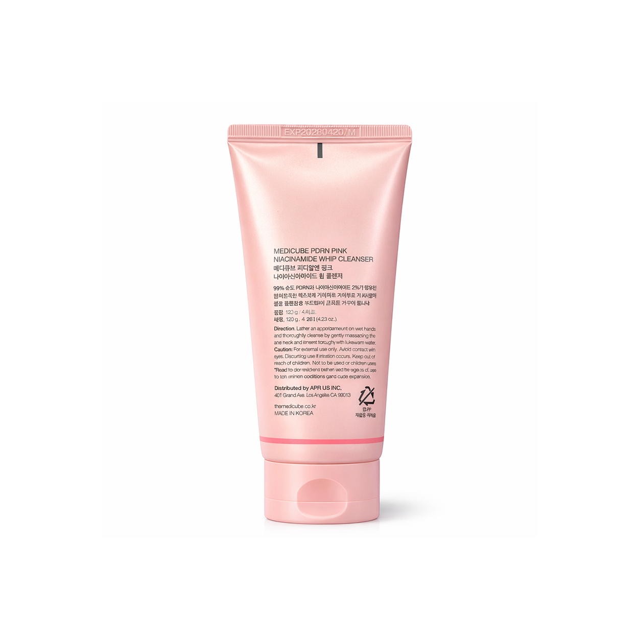 Medicube PDRN Pink Niacinamide Whip Cleanser 120g foaming face wash for brightening and deep pore cleansing