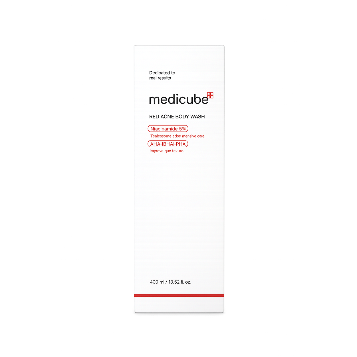 Medicube Red Acne Body Wash 400ml acne care body wash with 5% Niacinamide and AHA BHA PHA to help reduce body acne and improve skin texture.