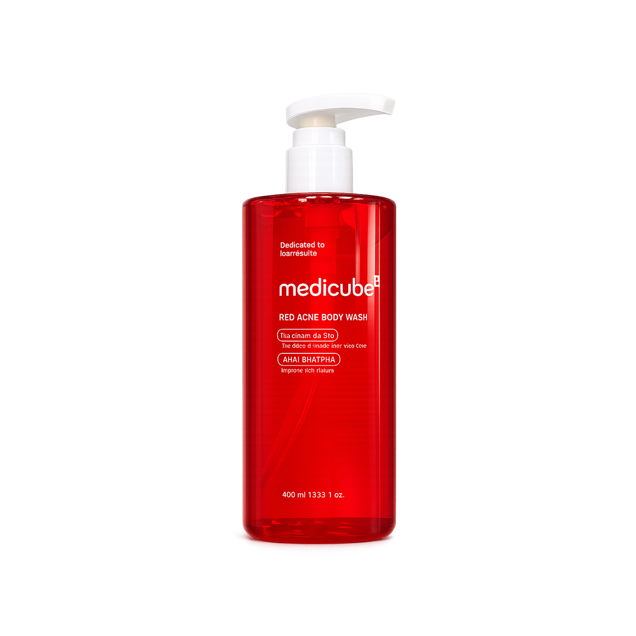Medicube Red Acne Body Wash 400ml acne care body wash with 5% Niacinamide and AHA BHA PHA to help reduce body acne and improve skin texture.