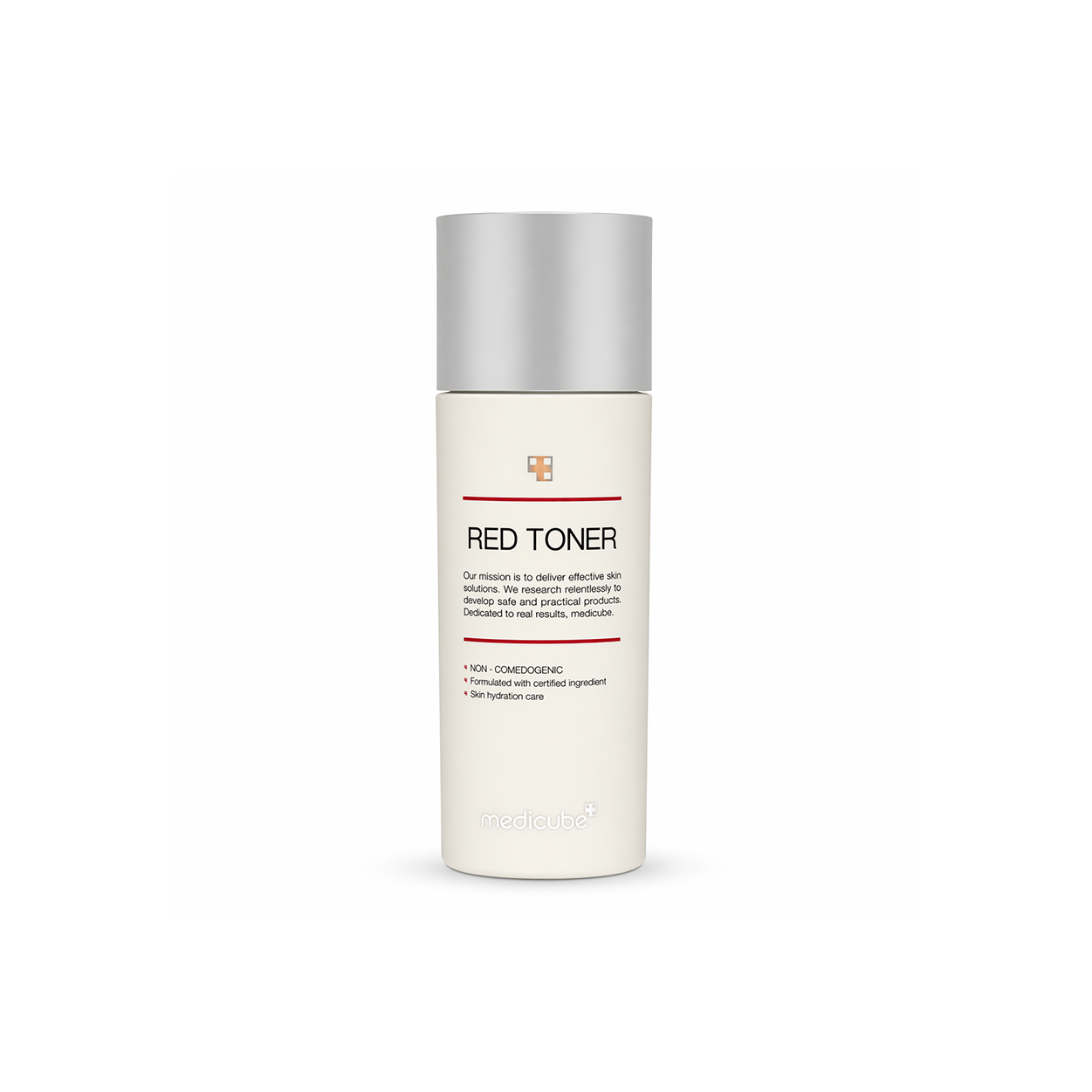 Medicube Red Toner 2.0 acne treatment toner 125ml bottle for oily skin and pore care displayed on desk background