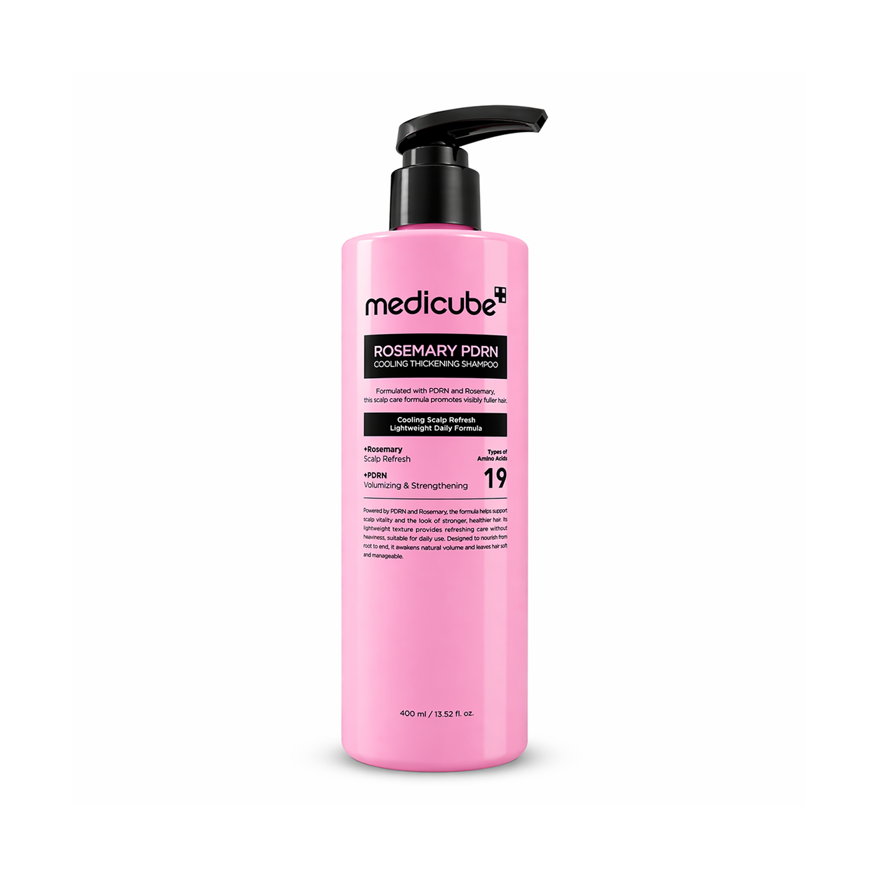 Medicube Rosemary PDRN Cooling Thickening Shampoo 400ml bottle for hair volume and scalp care