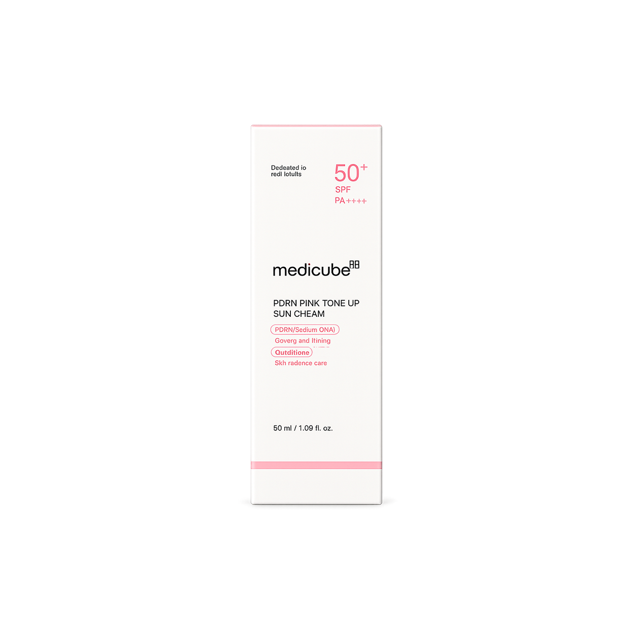 Medicube PDRN Pink Tone Up Sun Cream SPF50+ PA++++ 50ml tube, brightening tone-up sunscreen for daily UV protection
