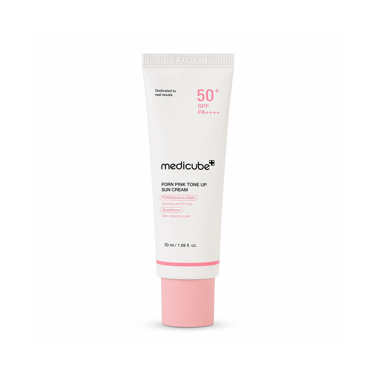 Medicube PDRN Pink Tone Up Sun Cream SPF50+ PA++++ 50ml tube, brightening tone-up sunscreen for daily UV protection