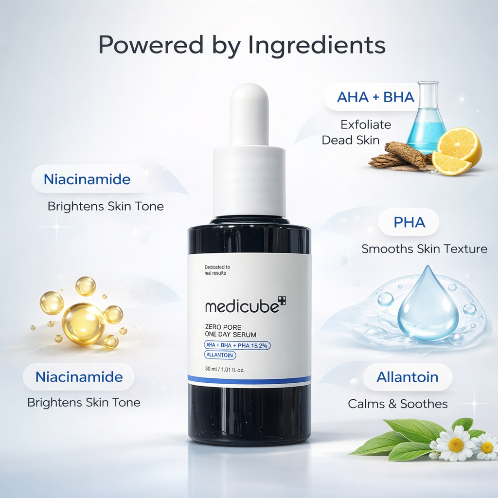 Medicube Zero Pore One Day Serum 30ml exfoliating face serum with AHA BHA PHA for pore tightening and smoother skin
