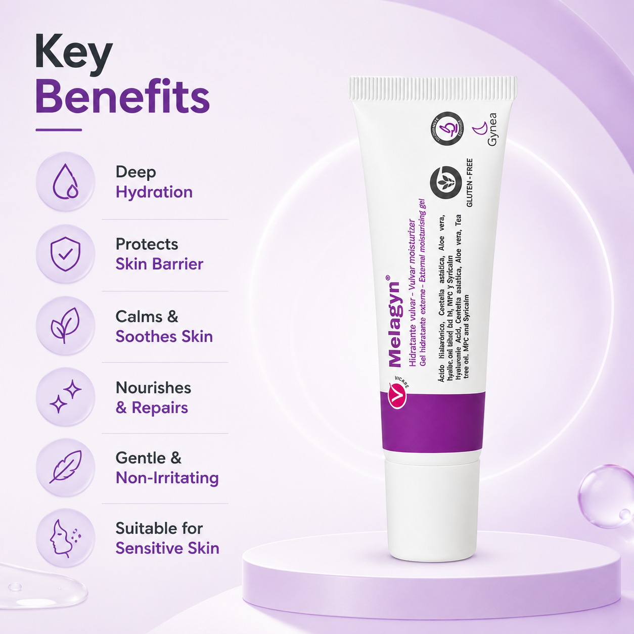 Melagyn Vulvar Moisturizing Gel 30g external intimate moisturizing gel for sensitive skin hydration and dryness relief