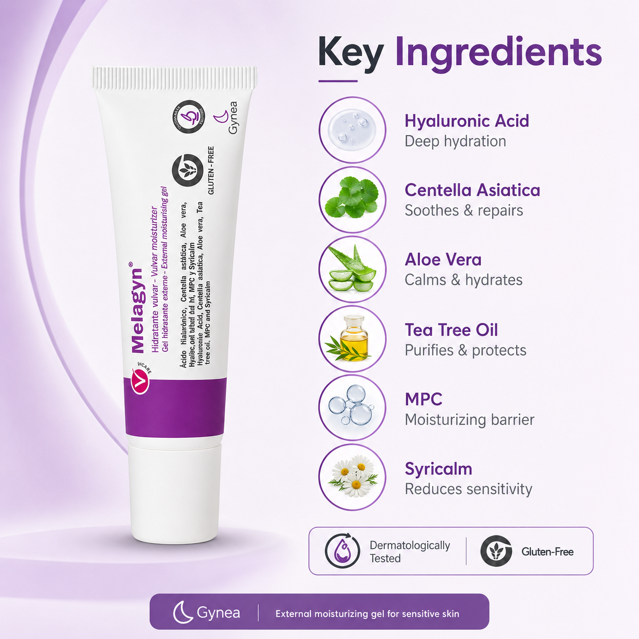 Melagyn Vulvar Moisturizing Gel 30g external intimate moisturizing gel for sensitive skin hydration and dryness relief