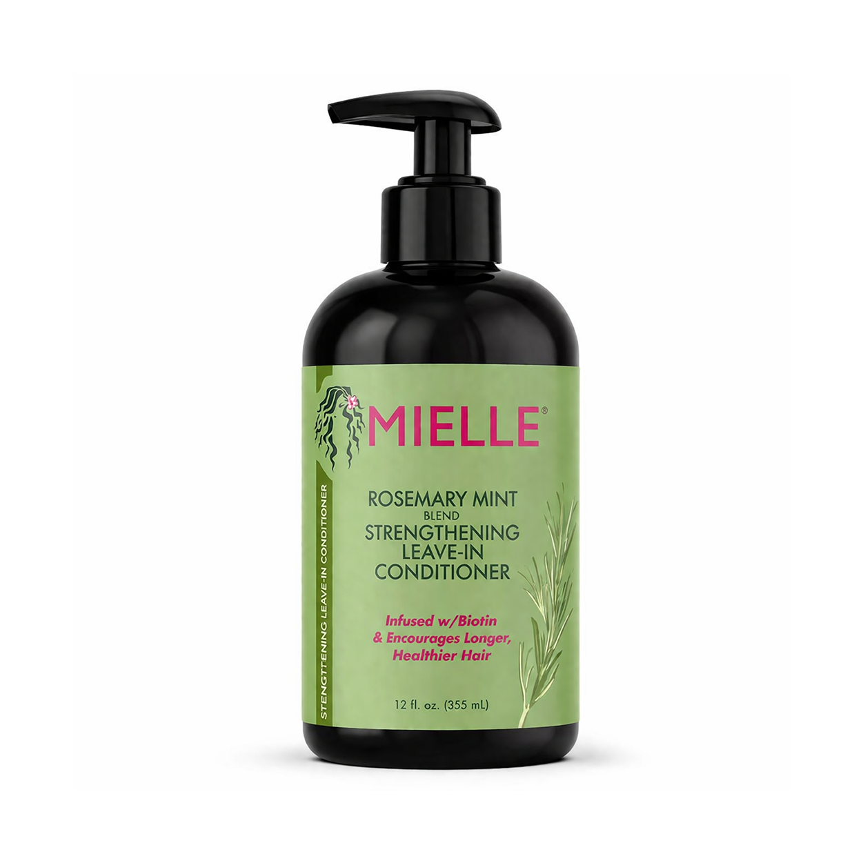 Mielle Rosemary Mint Strengthening Leave-In Conditioner 355ml bottle for hair growth and hydration with biotin and natural oils