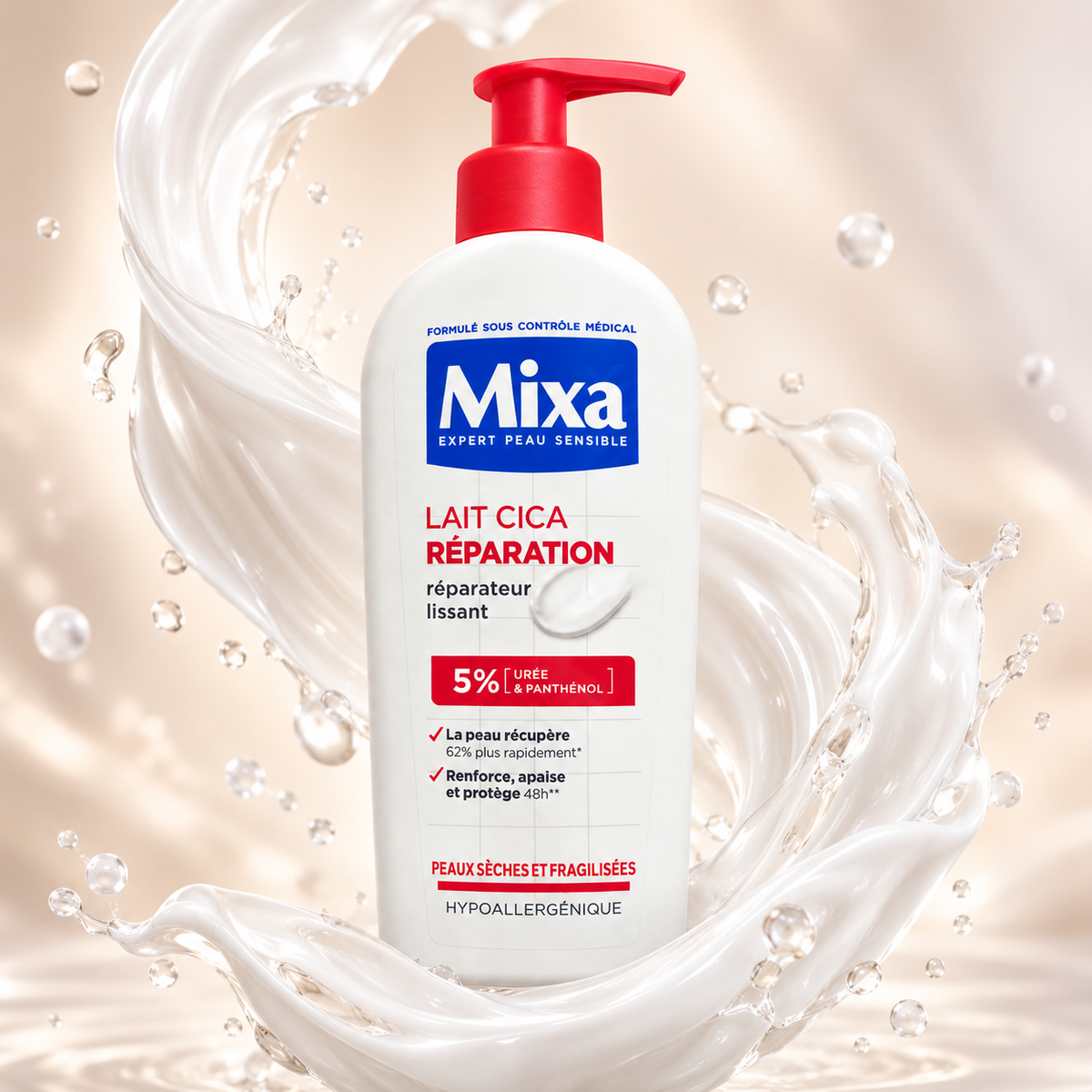 Mixa Lait Cica Réparation 5% Urée & Panthénol repairing body lotion 400ml for dry, sensitive skin