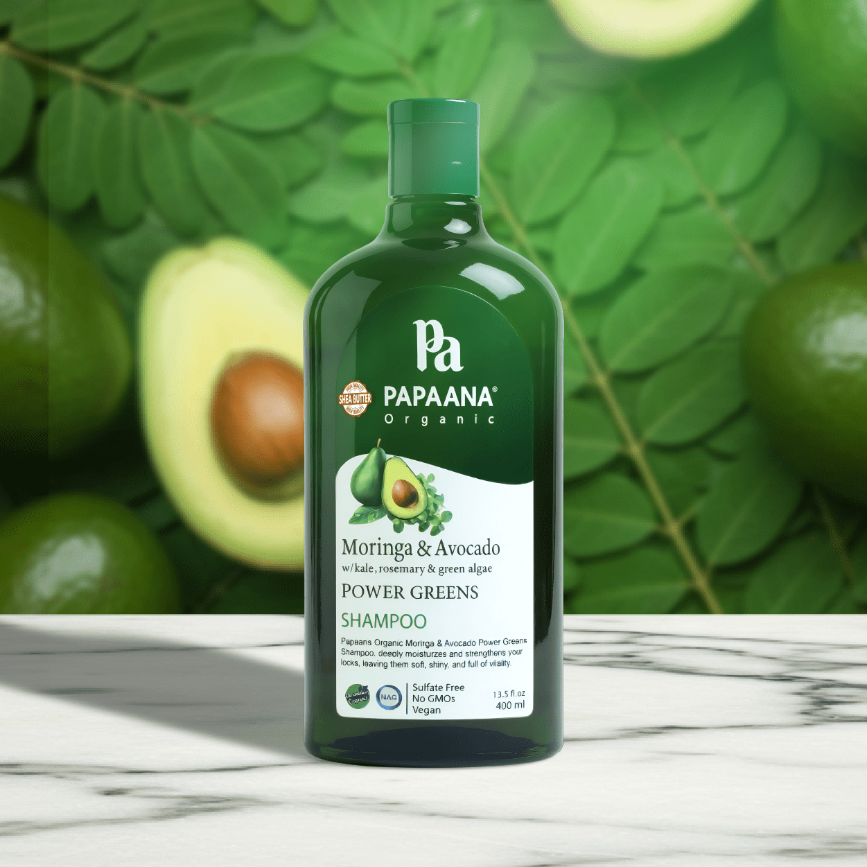 Papaana Organic Moringa & Avocado Power Greens Shampoo