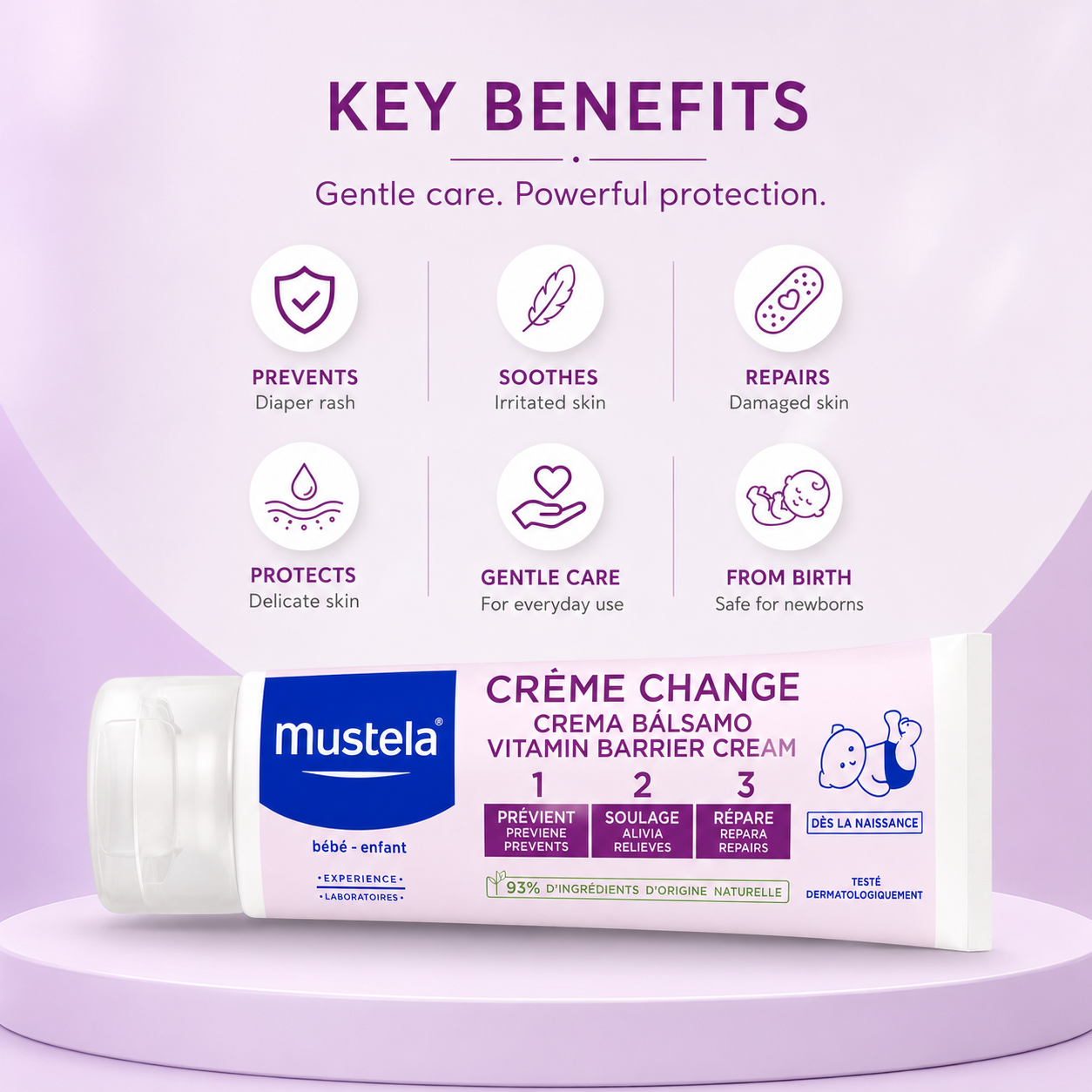 Mustela Bébé-Enfant Crème Change Vitamin Barrier Cream 1+2+3 Special Offer 1+1 baby diaper rash barrier cream 2 × 100ml for soothing and protecting delicate skin
