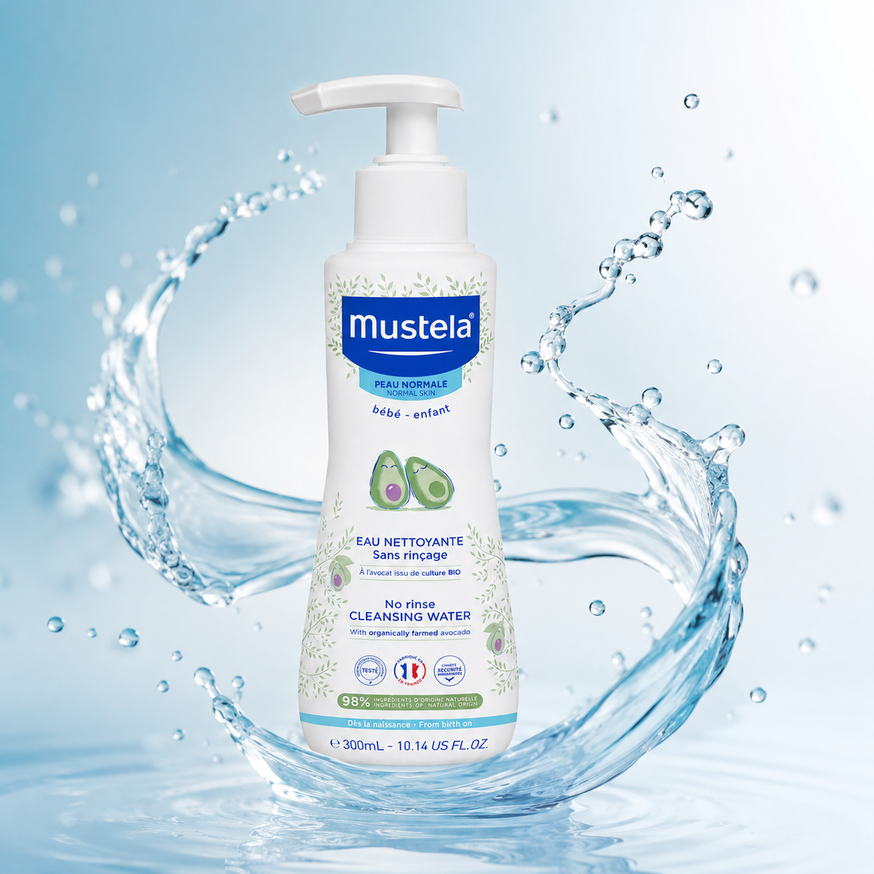 Mustela No Rinse Cleansing Water 300ml baby cleansing water for gentle daily cleansing and protecting delicate sensitive skin
