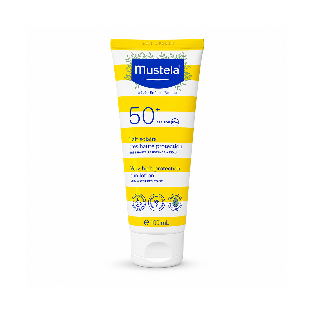 Mustela Very High Protection Sun Lotion SPF50+ 100ml baby sunscreen for sensitive skin with water-resistant UVA UVB protection