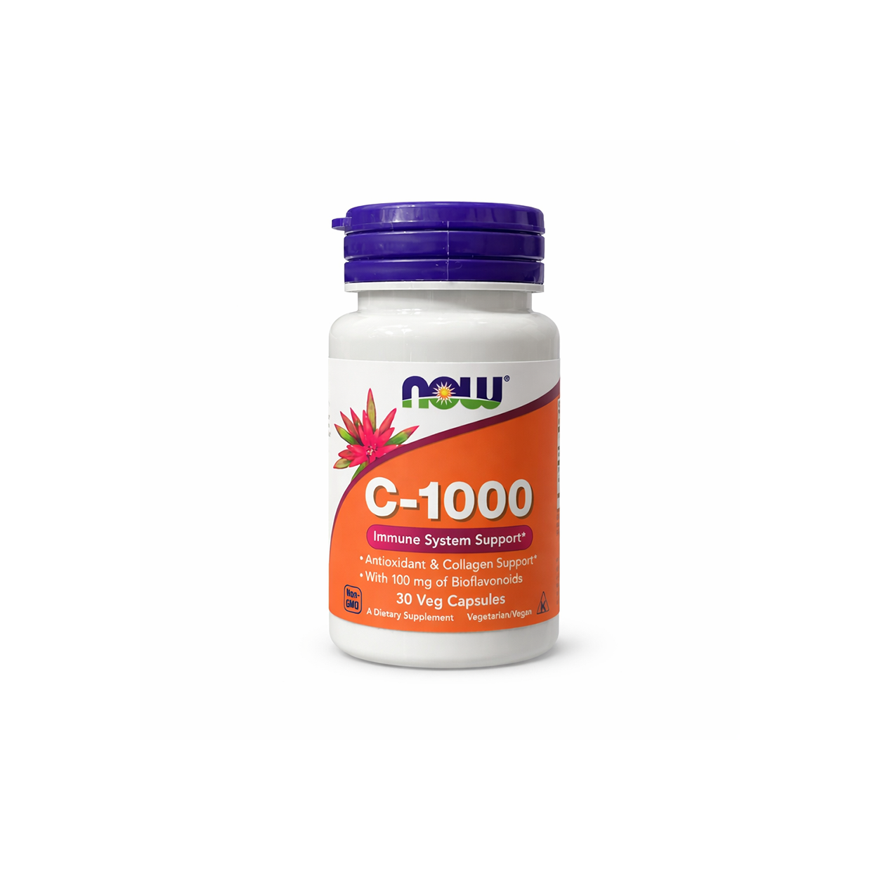 NOW Foods C-1000 Vitamin C 1000 mg veg capsules supplement bottle for immune system support with citrus bioflavonoids, 30 capsules