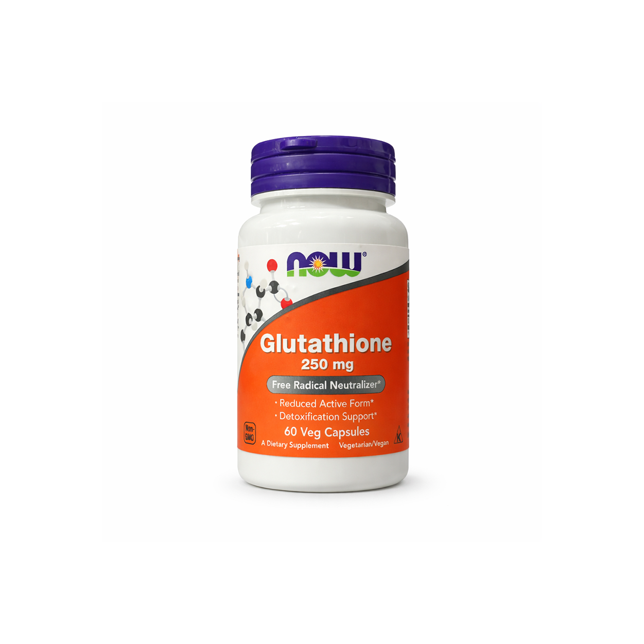 NOW Foods Glutathione 250 mg 60 Veg Capsules antioxidant supplement bottle for detox and immune support