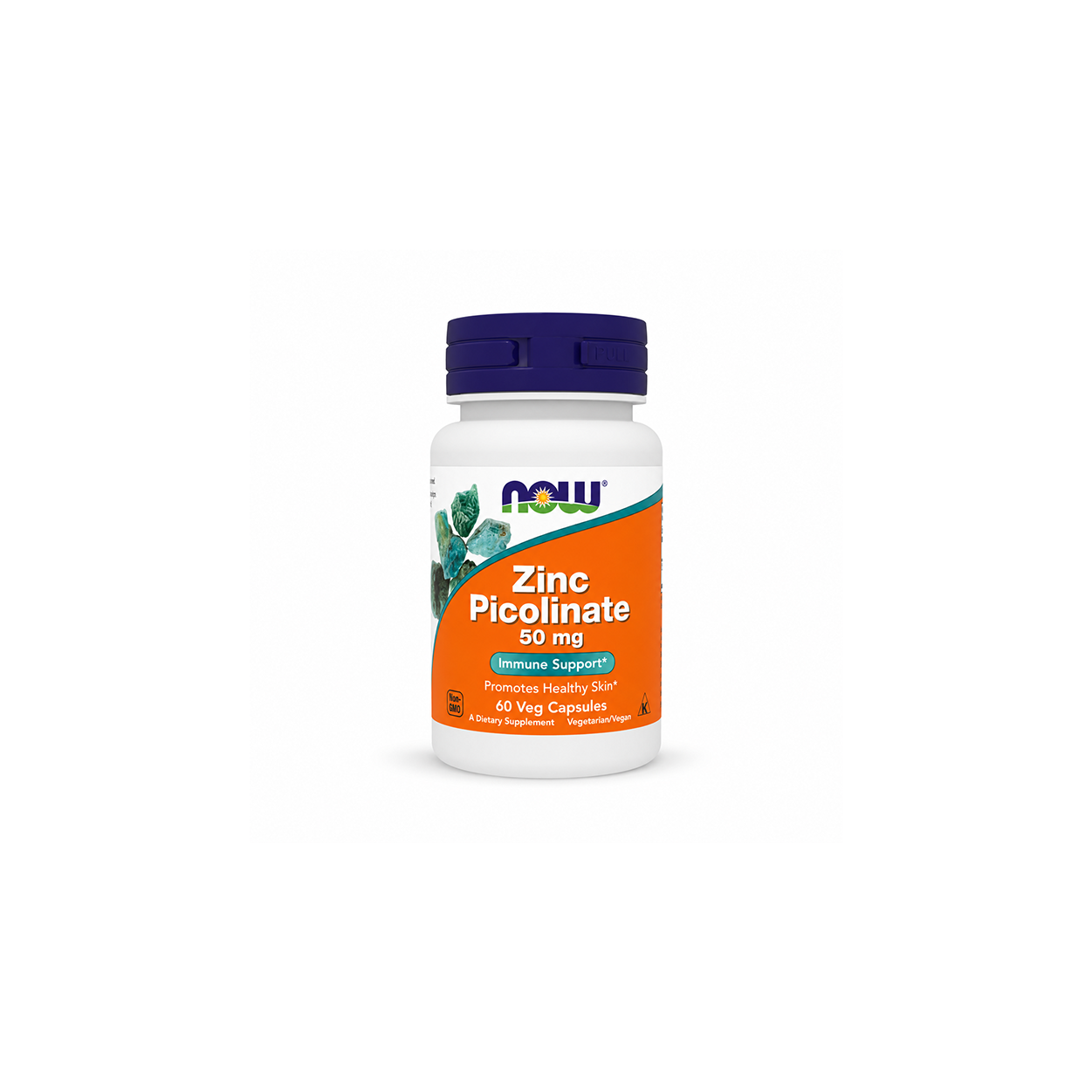 NOW Zinc Picolinate 50 mg Immune Support Promotes Healthy Skin 60 Veg Capsules dietary supplement with highly absorbable zinc formula.