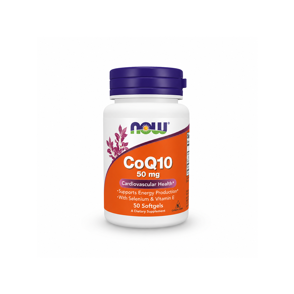 NOW CoQ10 50 mg Cardiovascular Health Dietary Supplement Softgels 50 Softgels with Selenium & Vitamin E for daily heart health support