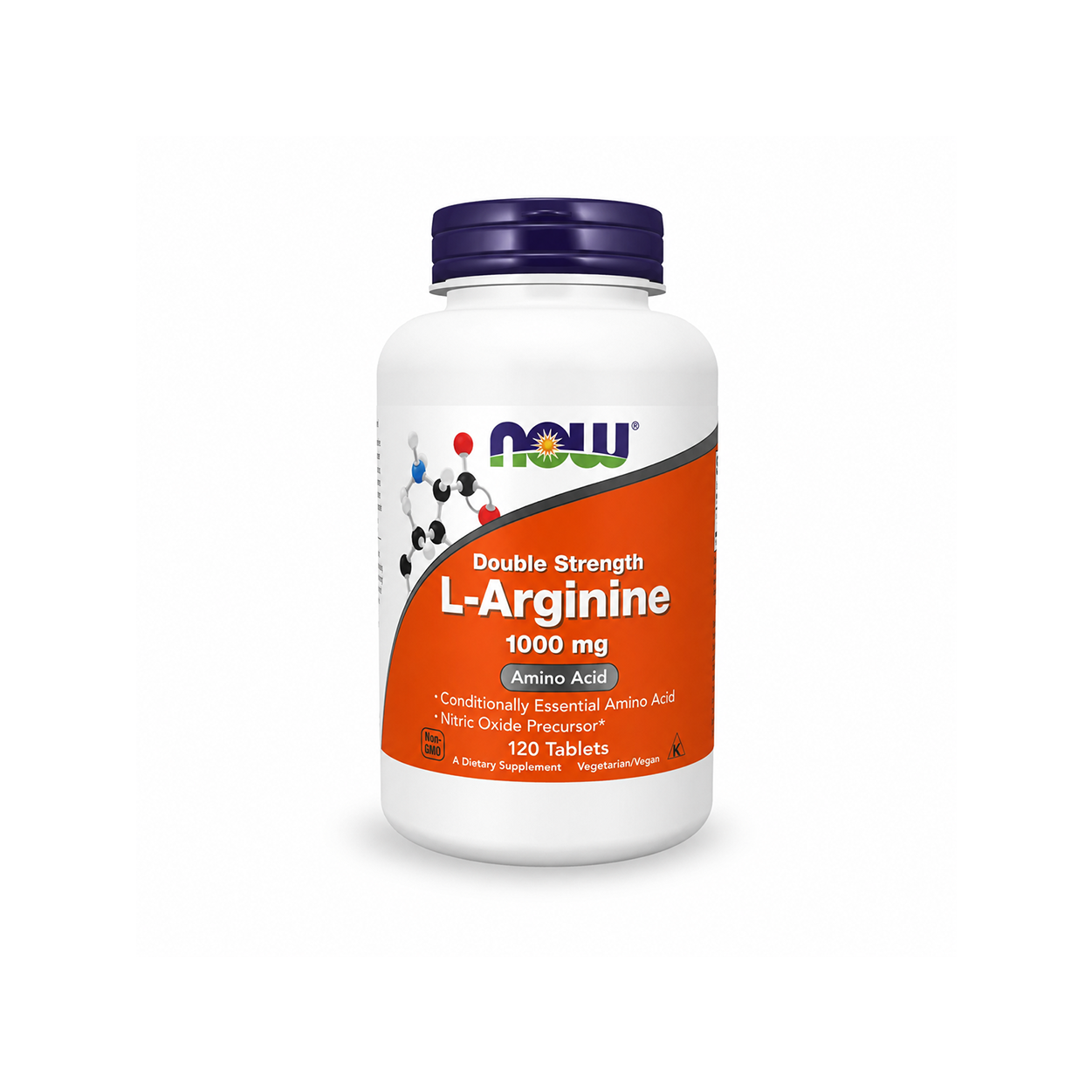NOW Double Strength L-Arginine 1000 mg Amino Acid Dietary Supplement Tablets 120 count supporting nitric oxide production and healthy circulation.