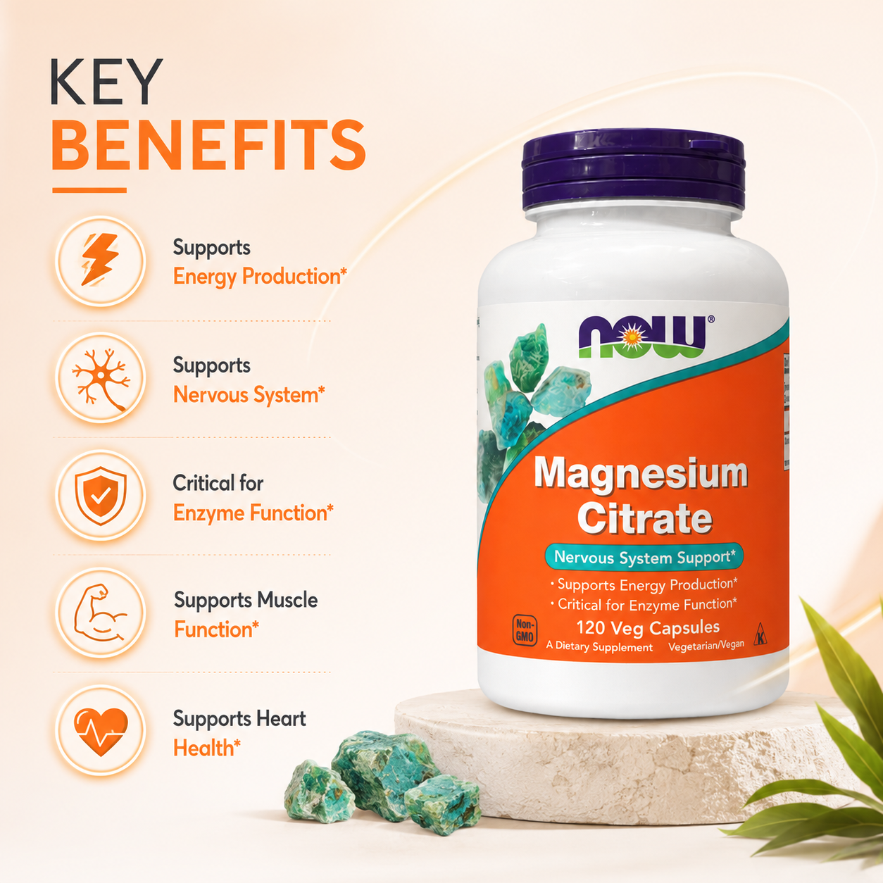 NOW Foods Magnesium Citrate 400 mg 120 veg capsules dietary supplement bottle supporting muscle relaxation and nervous system health