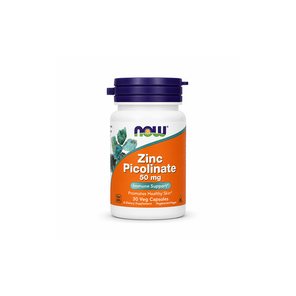 NOW Zinc Picolinate 50 mg Immune Support Promotes Healthy Skin 30 Veg Capsules dietary supplement supporting immune health and healthy skin.