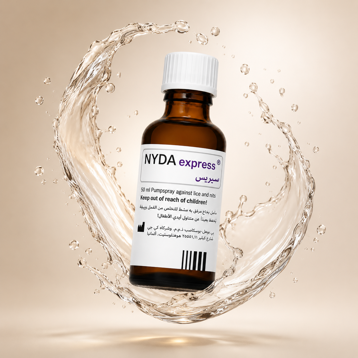 NYDA Express Pumpspray Against Lice and Nits Head Lice Treatment Pump Spray 50ml with dimeticone formula for effective lice and nit removal.