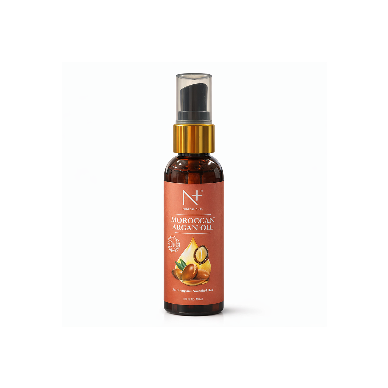 N+ Professional Moroccan Argan Oil hair treatment 100ml bottle for nourishing and smoothing dry frizzy hair