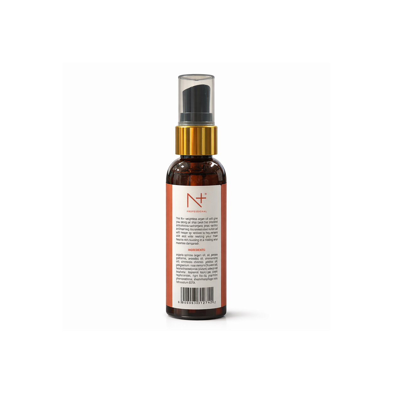 N+ Professional Moroccan Argan Oil hair treatment 100ml bottle for nourishing and smoothing dry frizzy hair