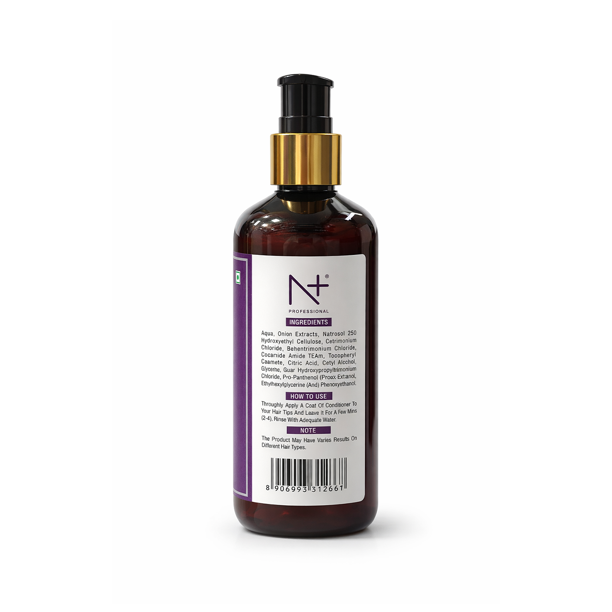 N+ Professional Onion Conditioner 300ml hair conditioner bottle for smooth, shiny and hydrated hair with onion extract formula