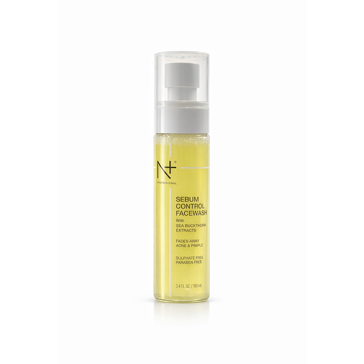 N+ Professional Sebum Control Facewash 100ml bottle for oily and acne-prone skin with salicylic acid for oil control and clear skin