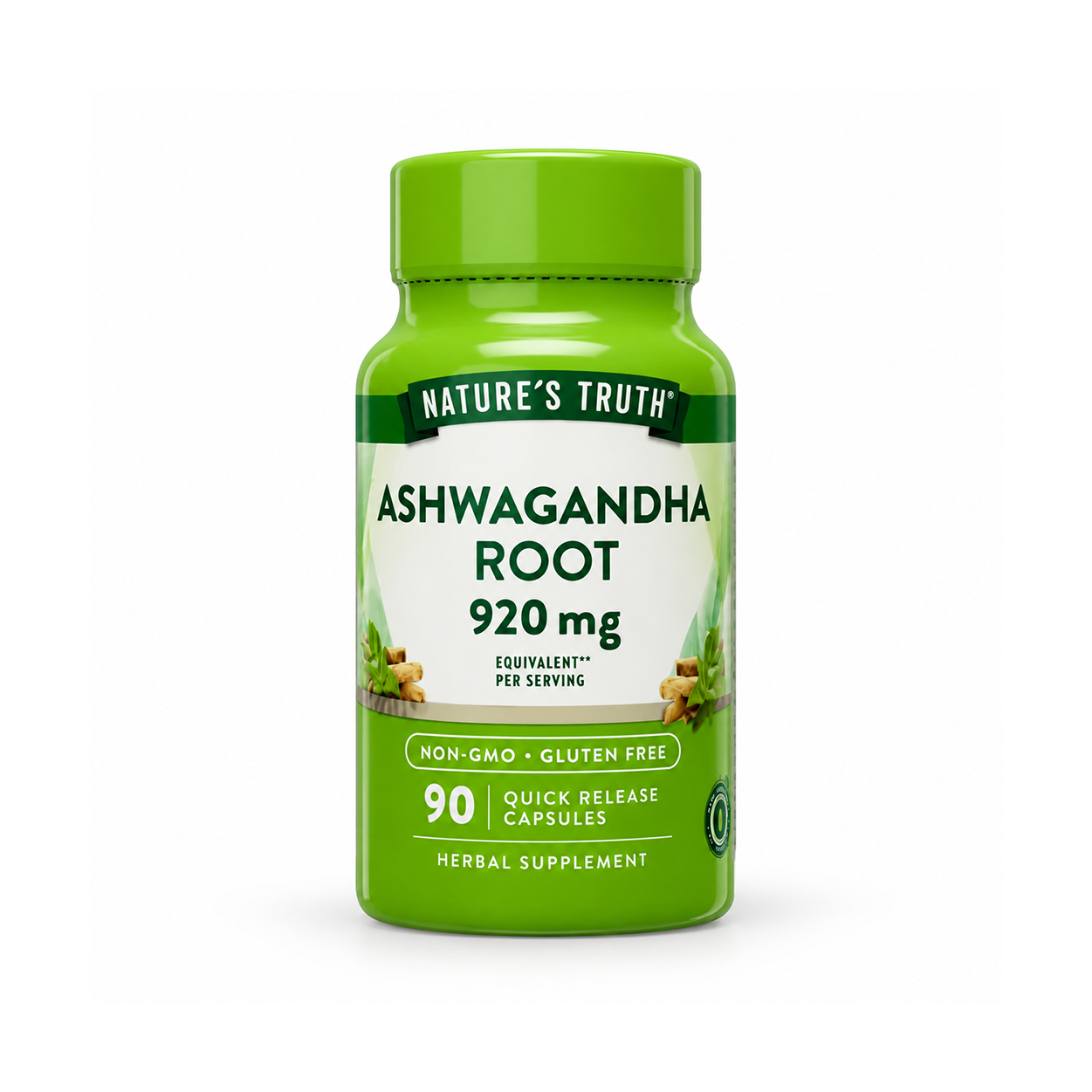 Nature’s Truth Ashwagandha Root 920mg quick release herbal supplement capsules for stress balance and mental wellness 90 capsules